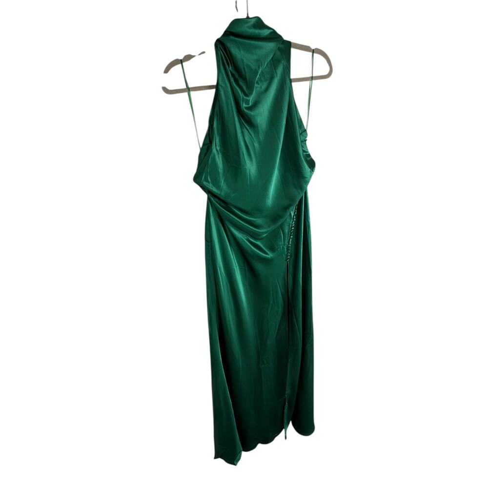 Sau Lee Penelope Halter Gown Maxi Satin Party Formal Gala Holidays Emerald Sz 8 - Picture 5 of 10